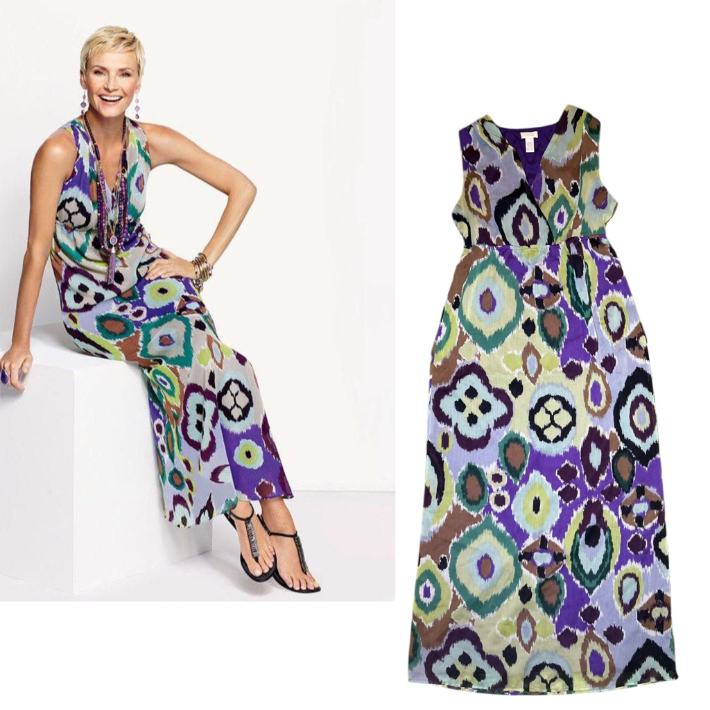 Chicos Sleeveless Printed Midi Dress 0.5 (S/6)